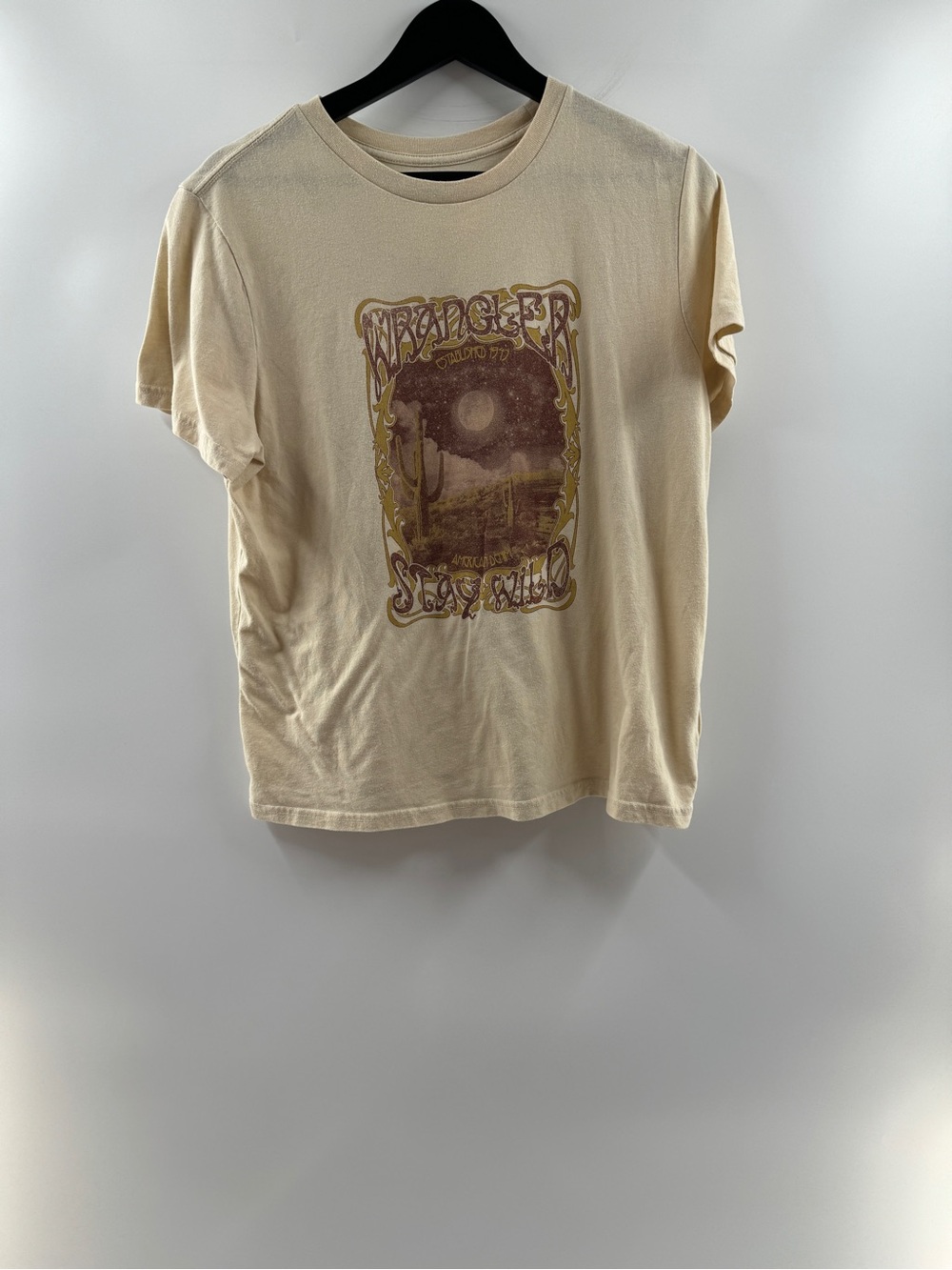 Wrangler Stay Wild Western Graphic T-Shirt Cream Women’s Large